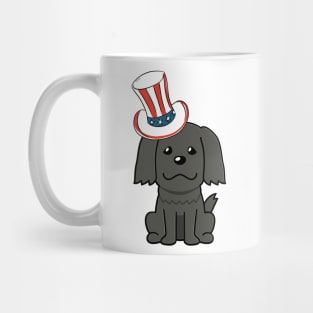 Funny black dog is wearing uncle sam hat Mug